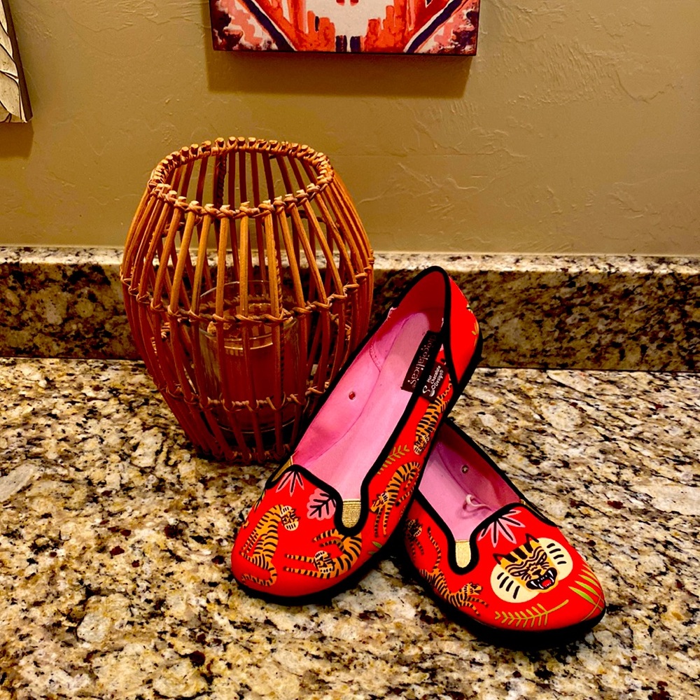 Chocolatica slip-on shoes in vibrant print. Brand new, never worn.